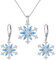 EVER FAITH Schneeflocke Schmuckset Sterling Silber Zirkon Winter Snow Weihnachten Halskette und Leverback Ohrringe Set Himmelblau