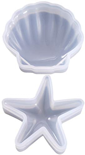 Amosfun 2 Stücke Maritime Silikonform 3D Muschel Seestern Fondant Backform Resin Harz Gießform Epoxidharz Formen Schimmel für Kerzen DIY Weihnachten Tischdeko Nautische Mittelmeer Deko