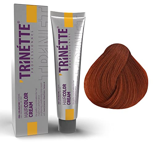 Trinette Profesional No 6.44 Rubio Oscuro Cobre Intenso Crema Colorante Permanente 100 ml – Cobre intenso; reflejos rojos brillantes; alta cobertura; calidad de salón duradera