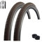 2 x Rexway Fahrradreifen 28 Shopper Pannenschutz Reflex Braun Fahrradmantel 47-622 - (28 x 1,75) + 2 passende Schläuche DV inkl. Reifenheber
