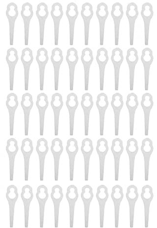 Kuuleyn Rasenmäherklinge, 50 Stück Rasentrimmer Kunststoffklingen Rasenmäherteile Passend für Bosch ALM 28/ALM 30/Art 23 Accu/Art 23 U(Weiß)