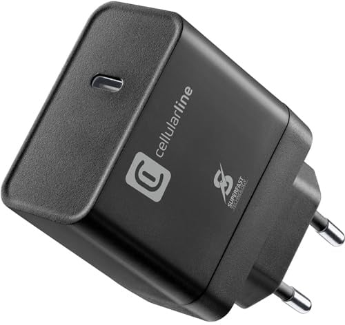 Cellularline | Netzwerk-Ladegerät | Superschnelles Ladegerät PD 45W mit USB-C-Anschluss