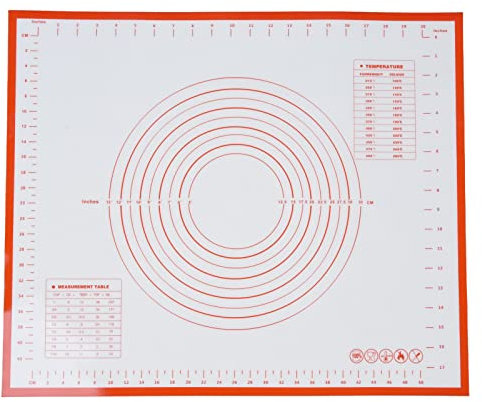 Silikon-Backmatte, 50 x 60 cm, rutschfeste Backmatte mit Maßen, Silikonmatten zum Backen, Teigmatte, Thekenmatte, Teigausrollmatte(Rot)