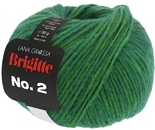 LANA GROSSA Brigitte Nr.2 | Edle Netzgarnstruktur aus Alpaka und Baumwolle | Handstrickgarn aus 47% Alpaka, 45% Baumwolle & 8% Schurwolle | 50g Wolle zum Stricken & Häkeln | 140m Garn FB 50