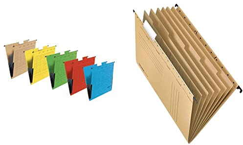 Original Falken 5er Pack Hängetasche UniReg. Aus Recycling-Karton für DIN A4 & Original Falken Projektmappe und Personalmappe UniReg. Aus Recycling-Karton für DIN A4