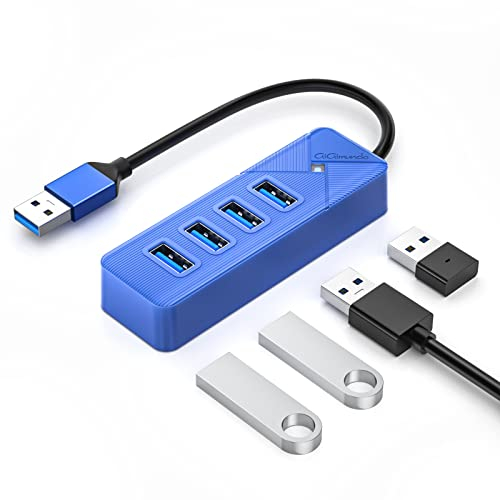 GiGimundo USB Hub 3.0,4 Port USB 3 hub für Laptop, Schnelle Datenübertragung USB Verteiler 3.0(15cm Kabel) Kompatibel mit MacBook, PS4, Surface Pro, Flash Drive, Mobile HDD, Blau (PG4U-U3)