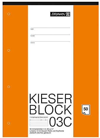 PARTY DISCOUNT NEU BRUNNEN Kieserblock Lineatur 03, 80g, 50 Blatt, gelocht
