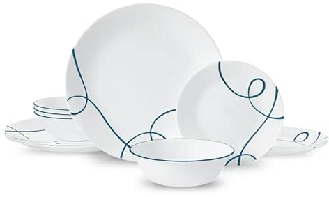 Corelle Lia 12-Piece Chips & Cracks Resistant Dinnerware Set, Service for 4