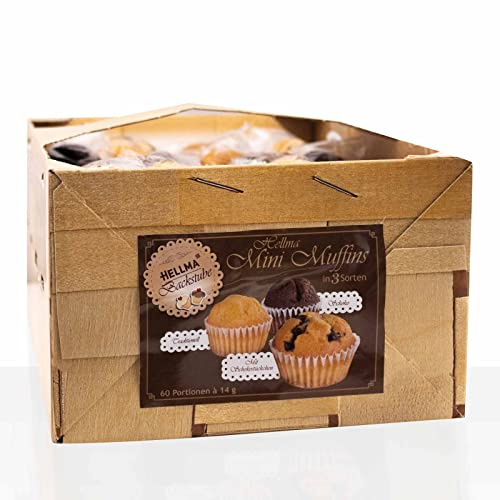 Hellma Mini Muffins in 3 Sorten 4 x 60 Portionen im Körbchen-Karton