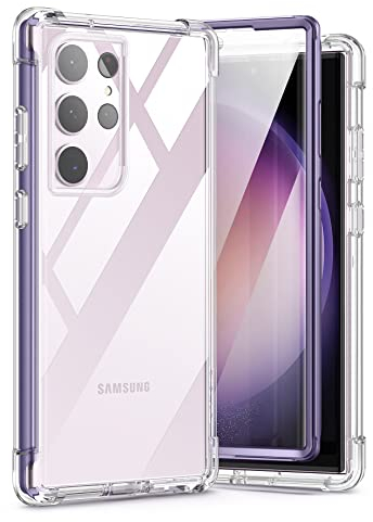 SURITCH Compatible with Samsung Galaxy S23 Ultra Case Clear【Built in Screen Protector】 360 Full Body Protection Shockproof Rubber Rose Gold Bumper Rugged Cover Case for Samsung S23 Ultra 5G-Purple