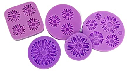 Molde De Silicona De Caramelo Blando 5 Piezas Pequeñas De Molde De Silicona De Flor De Margarita Conjunto De Piezas De Chocolate Pastel Casero Horneando Crisantemo Girasol Caramelo Flip Molde