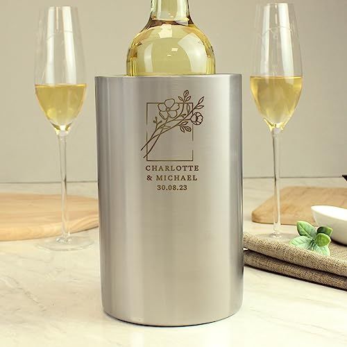 Personalised Botanical Wine Cooler. Engraved with any message over 3 lines.