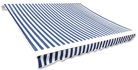 puraday Markisen Ersatzstoff 3x2,5 m Markisenbespannung Blau und Weiß Markiesenstoff Wasserdicht Polyester mit PU-Beschichtung