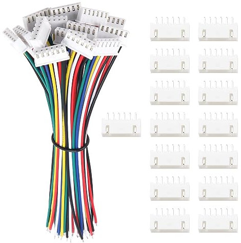 Lyeteung 15 Sets JST 2.54 XH 6 Pin Steckverbinder, Mini Micro JST 2.54 mm 6-Poliger Stecker mit 150mm 22AWG Kabel & Female