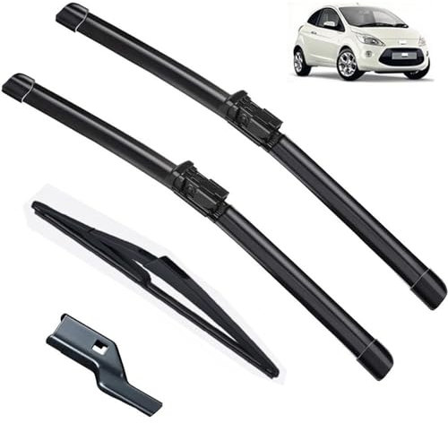 Escobillas limpiaparabrisas delanteras y traseras compatible con Ford Ka MK2 2009-2015, cortador de cepillo for parabrisas, accesorios for coche 2010 2011 2012 2013 2014 (Color : Front Rear, Size