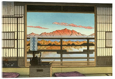 Morgens im Hot-spring Resort in Arayu Acrylglasbild von Kawase Hasui 90 x 60 cm Asiatische Kunst Wanddeko
