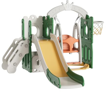 Toboganes Independientes para Bebés y Juegos de Columpios para Niños Pequeños Escaladores de Columpios Juegos de Parques Interiores Exteriores Toboganes Equipos de Diversión Centro (Tower Green)