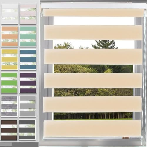 Tenda a Rullo Adatta 120 x 220 cm Protezione Solare Tapparella di Avvolgibile Montaggio con e senza Fori, per Porte e Finestre, Beige