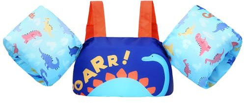 Toddler Swimming Float Vest, Arm Bands Kids Swim Vest with Shoulder Harness Baby Floats Swimming Training Jacket for 2-6 Years Old Boys Girls Perfect for Pool, Learn to Swim and Beach