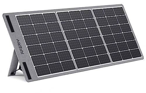 AFERIY Panneau Solaire Portable 100W 21V, Panneau Solaire Monocristallin Portable & Pliable, Adapté au Générateur Solaire, Étanchéité IP65, avec Supports, Boîte de Jonction, pour Jardin/Camping/RV