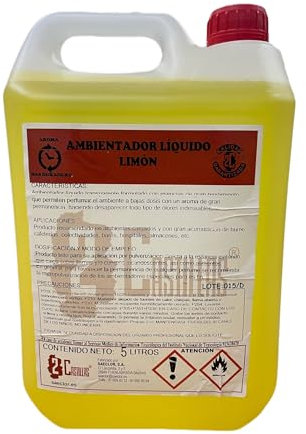 Ambientador Líquido de Limón • Ambientador Hogar Duradero • Aroma Refrescante para Hogar y Establecimientos • Garrafa de 5 Litros Industrial