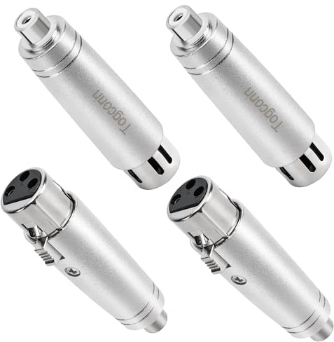 Togconn - Adattatore RCA a XLR (4 pezzi), RCA femmina a XLR femmina, connettore RCA femmina a XLR