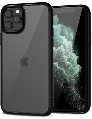 LoeoeL for iPhone 11 Pro Max Case Clear, Transparent Hybrid 11 Pro Max Phone Case [Hard Plastic & Soft Silicone Bumper] Acrylic Non Yellowing Thin Slim Protective Cover for Women, Black