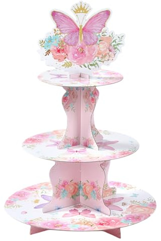3 Etagen Cupcake Display Turmständer, Wiederverwendbar, Kuchenständer Pappe, Cupcake Ständer