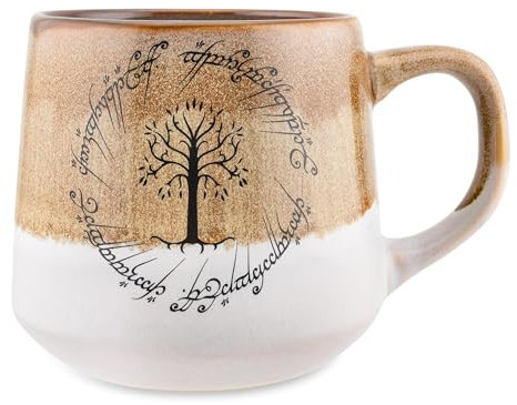 Silver Buffalo The Lord of The Rings Elven Text Tapered Ceramic Pottery Mug | Holds 18 Ounces