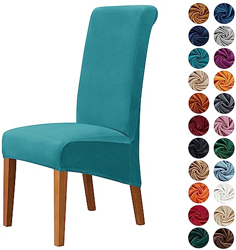 Morbuy Stuhlhussen 2/4/6er Set, Samt Hohen Zurück Stühle Stuhlbezug Für Esszimmer, Stretch Abnehmbare Waschbar Stuhlbezug, Für Hotel Bankett Küche Restaurant Hochzeit Party (4pc,Türkis)