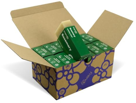 Friendly Soap - Rosemary Natural Soap (12 x 95g), Plant-Based, Cruelty-Free, Made by Hand, No Preservatives or Sulphates, Recycled & Recyclable, Palm Oil Free, Cruelty Free