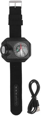 Montre Lampe de Poche étanche et Rechargeable, 5 Modes, avec Boussole, pour Camping, Randonnée, Voyage, Longue Durée de Vie de la Batterie