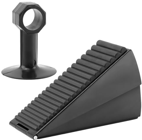 Door Stopper - Heavy Duty Door Stoppers Wedge Tall Door Stop for Bottom of Door Security Rubber,3 Inch High Adjustable Spring Loaded Spring,Door Wedge Stopper Suits Any Heavy Door (black)