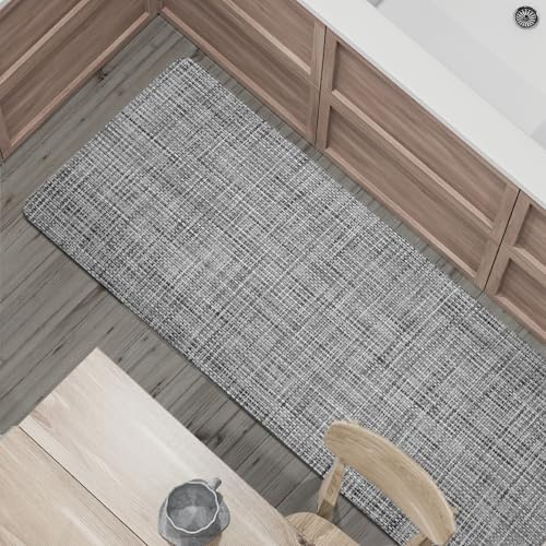 Comart - Tappeto Cucina Manhattan - Impermeabile - Antiscivolo - Antimacchia - PVC Intrecciato - Passatoia Effetto Metallico Cangiante - per Corridoio, Cucina e Bagno - Pumice Grey - 50x240 cm