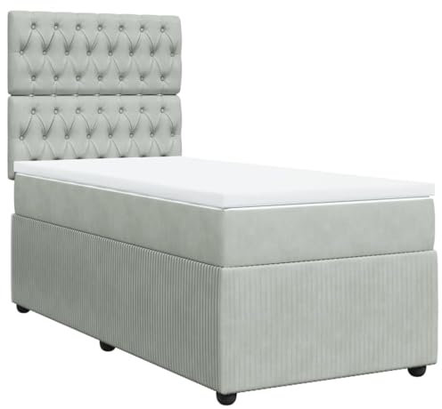 vidaXL Sommier à Lattes de lit et Matelas Gris Clair 80x200 cm Velours