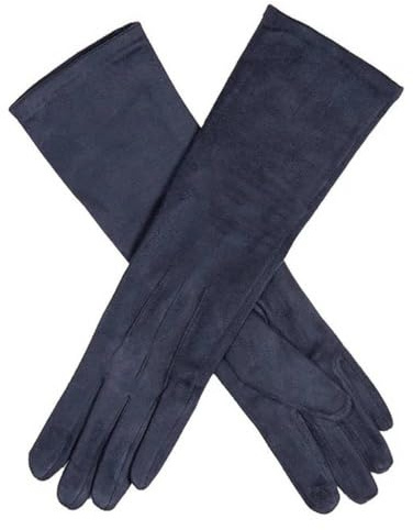 Dents Womens Long Touchscreen Faux Suede Gloves - Navy