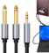 Cavo Audio Jack 3,5mm a Doppio 6,35mm, Cavo Doppio Jack Stereo Aux In, Cavo Aux 3,5mm a Doppio 6,35mm Nylon Intrecciato , Cavo Audio Jack per Collegare Smartphone, Mixer, Amplificatore, Tablet