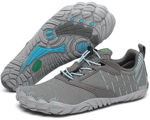 SAGUARO Barefoot Shoes Femme Trail Running Minimalistes Escalade Chaussures de Randonnée Homme Respirantes Légères Gris 42 EU
