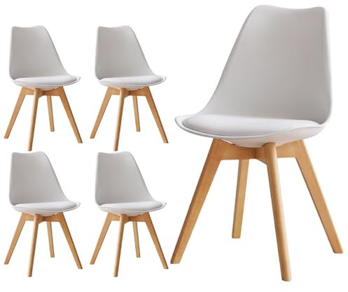 Frixovel Chaises Salle à Manger,Chaise Scandinave Lot de 4,Idéal pour Salle à Manger,Salon,Cuisine,Chambre à Coucher (4, Blanc, Standard)