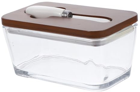 PartyKindom Beurrier Forme De Vache Verre Avec Couvercle Et Couteau Hermétique Pour Comptoir Réfrigérateur Cuisine