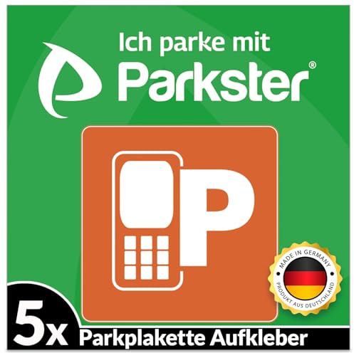 Wicked Chili 5x PARKSTER APP Plakette Vignette Aufkleber Parkplakette | Hinterglasaufkleber Ich parke mit Parkster Auto Parken Sticker Ticket (6 x 6 cm, UV Schutz, wiederablösbar, Made in Germany)