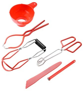 Warmhm 1 Set Da 6 Pezzi Set di mascelle per inscatolamento fornellone cooker acciaio pinza per inscatolare marmellata potere alzabarattoli professionale chiave inglese Metallo rosso