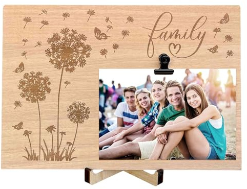 Ajuanbazha Familien-Fotorahmen aus Holz für Tisch und Wand, Widmung Auf Holz, Hochzeit Oder für Besondere Anlässe, Rustikaler Stil