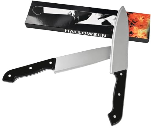 AKFJDLAD Halloween Zubehör Horror Fake Messer Plastik Messer 30cm Lang | 2er Pack Screaming Fake Spielzeug Messer Halloween Trick or Treat Waffe Cosplay Zubehör