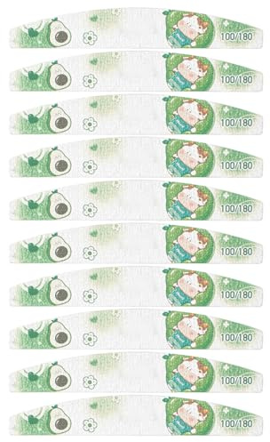10 limas de uñas de grano 100/180 de doble cara para uñas acrílicas/naturales, limas profesionales para lima de manicura de gel