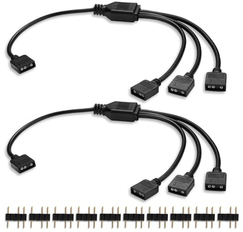 Binghe ARGB Splitte ARGB Hub Erweiterungskabel, 5V 3 Pin 1zu 3 Splitterkabel Lüfter Verlängerungskabel, RGB Anschluss Verlängerungskabel für Motherboards für Lüfterbeleuchtungsanschluss