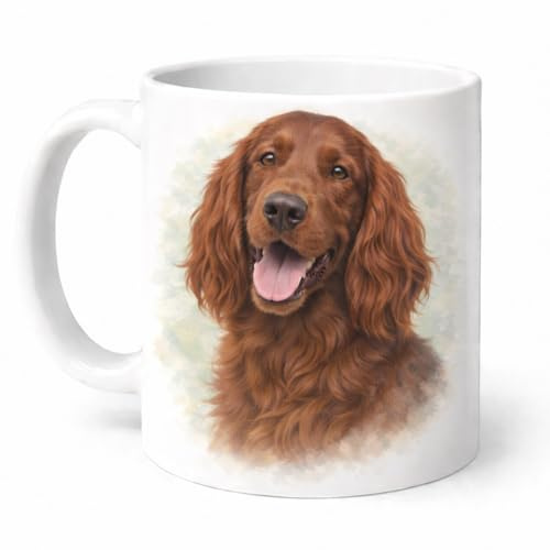 Brew Crew Gifts Irish Setter Mug, Watercolour Portrait, White Ceramic, 11oz, Dishwasher Safe