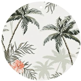 Tropical Palm Trees Round Car Air Fresheners Cards Set, Lavender Scent Hanging Air Freshener, 10/24 Pcs