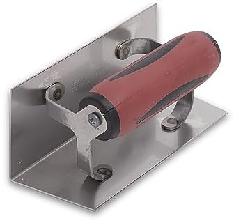 Llana de esquina interna Marshalltown rectangular, con mango Durasoft, de acero inoxidable, para yeseros y revocadores, dimensiones de la llana: 152x64 mm