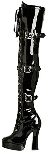 Pleaser ELECTRA-3028 Stivali Alti Donna, nero, 37 EU (4 UK)